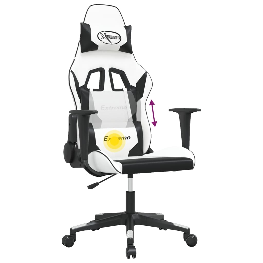 Massage gamestoel kunstleer wit en zwart is nu te koop bij PeponiXL, paradijselijk wonen!