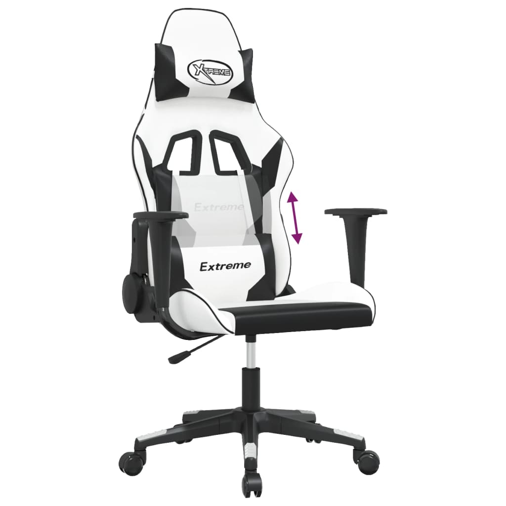 Massage gamestoel kunstleer wit en zwart is nu te koop bij PeponiXL, paradijselijk wonen!