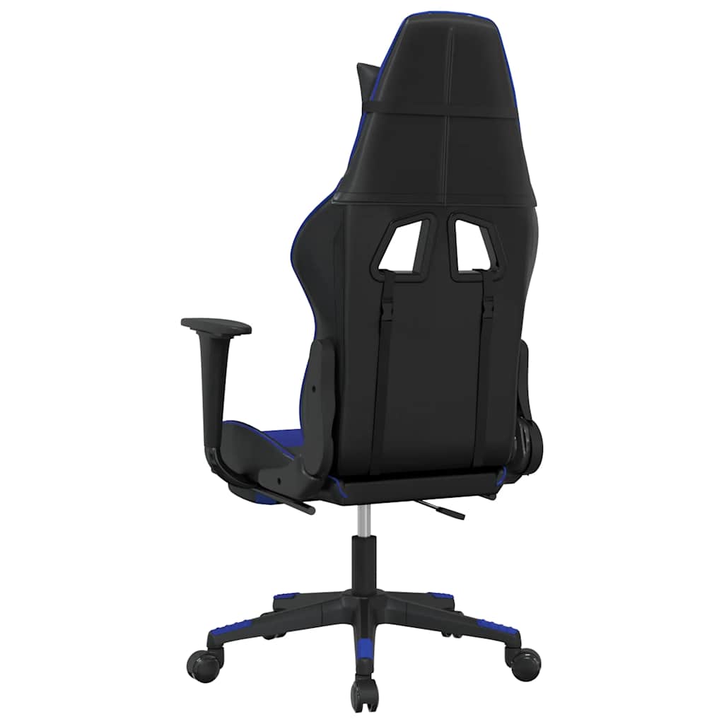 Massage gamestoel met voetensteun kunstleer zwart en blauw is nu te koop bij PeponiXL, paradijselijk wonen!