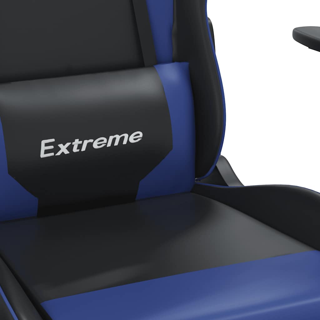 Massage gamestoel met voetensteun kunstleer zwart en blauw is nu te koop bij PeponiXL, paradijselijk wonen!