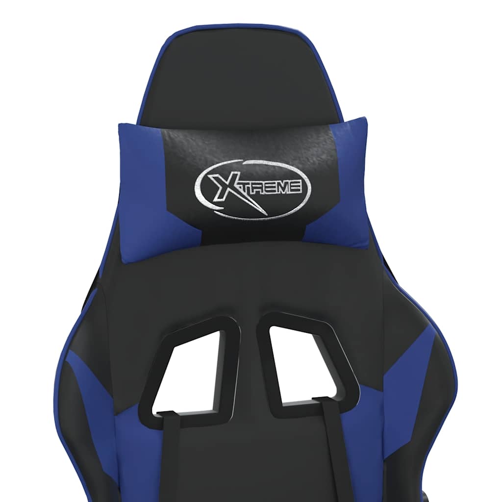 Massage gamestoel met voetensteun kunstleer zwart en blauw is nu te koop bij PeponiXL, paradijselijk wonen!