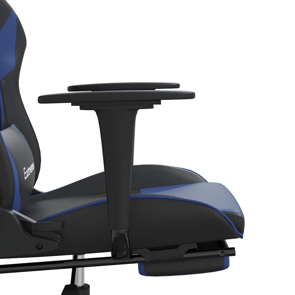 Massage gamestoel met voetensteun kunstleer zwart en blauw is nu te koop bij PeponiXL, paradijselijk wonen!