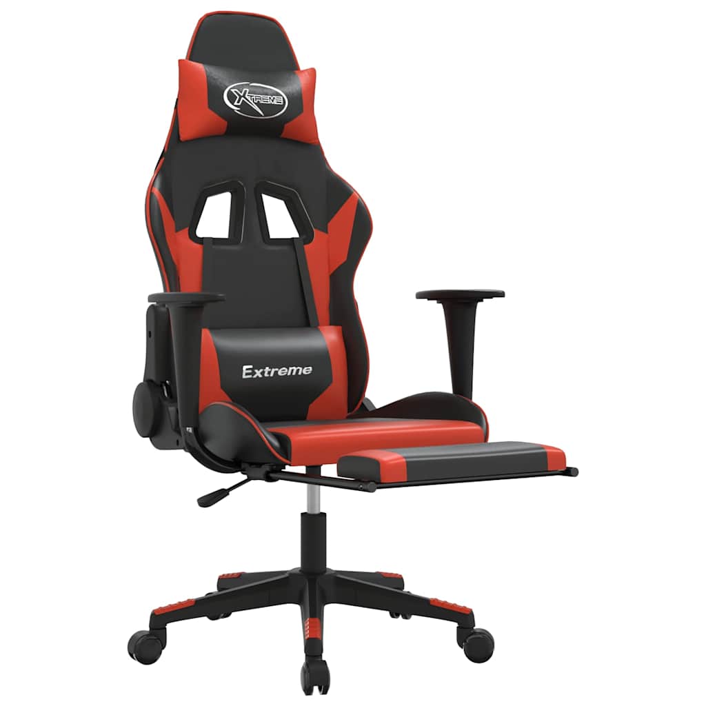 Massage gamestoel met voetensteun kunstleer zwart en rood is nu te koop bij PeponiXL, paradijselijk wonen!