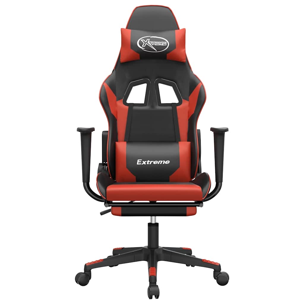 Massage gamestoel met voetensteun kunstleer zwart en rood is nu te koop bij PeponiXL, paradijselijk wonen!
