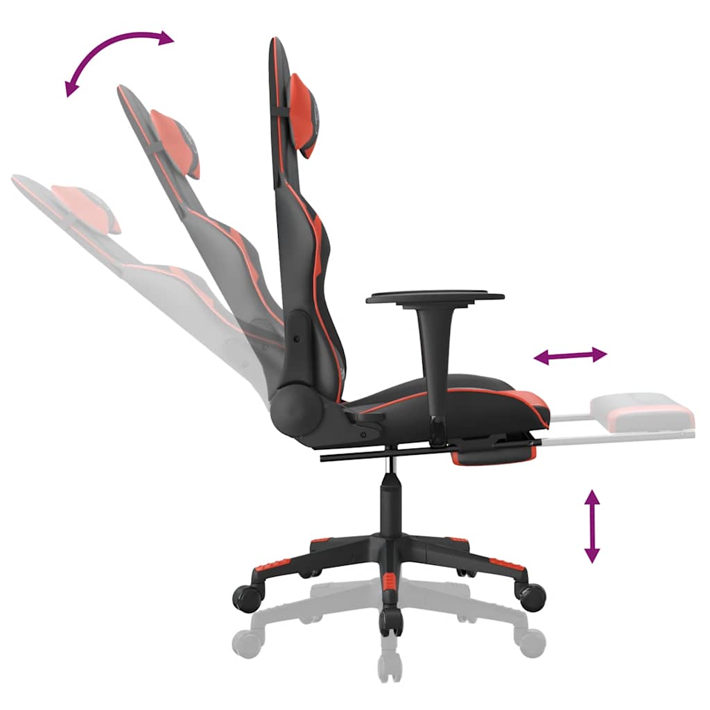 Massage gamestoel met voetensteun kunstleer zwart en rood is nu te koop bij PeponiXL, paradijselijk wonen!