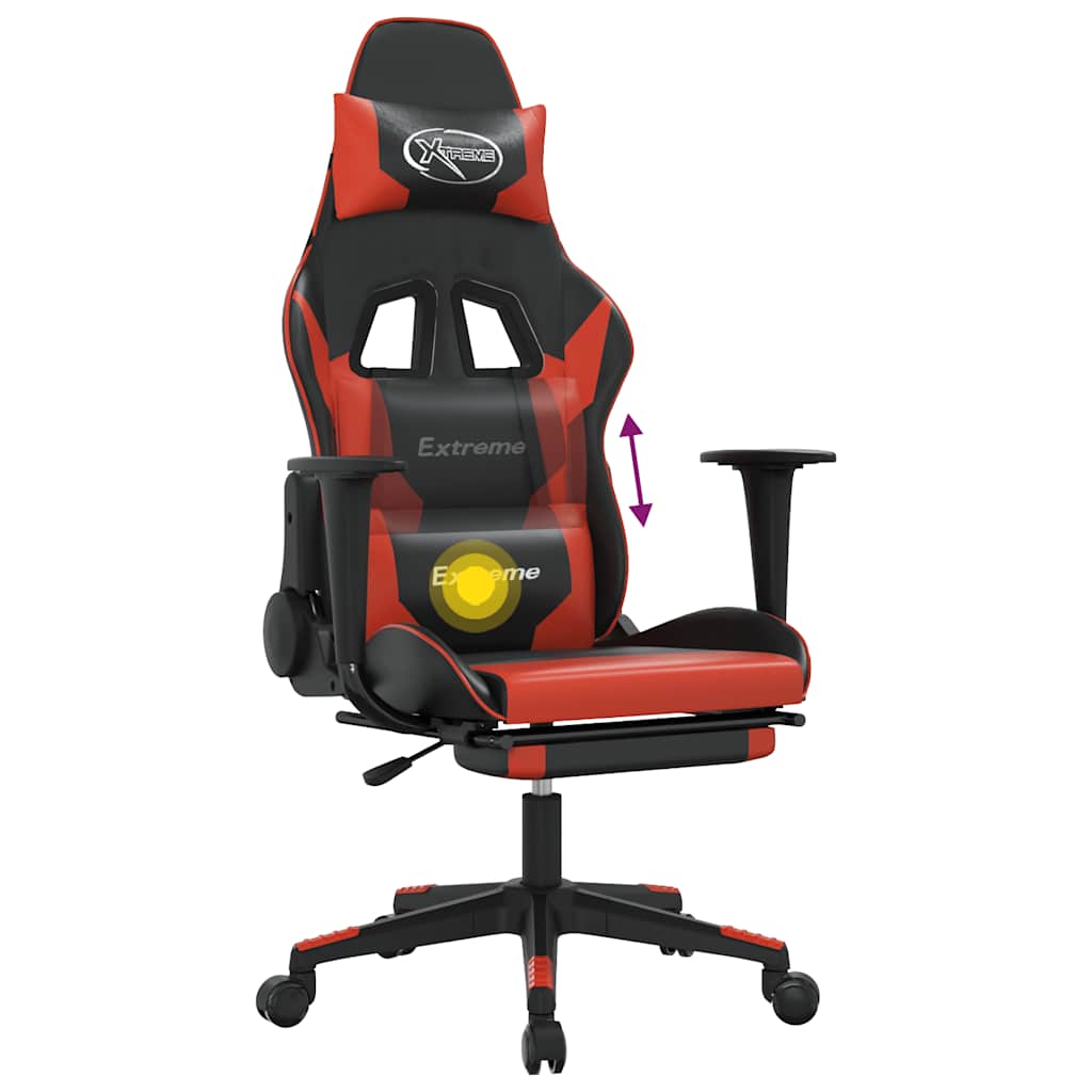 Massage gamestoel met voetensteun kunstleer zwart en rood is nu te koop bij PeponiXL, paradijselijk wonen!