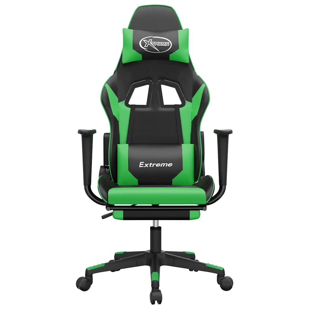 Massage gamestoel met voetensteun kunstleer zwart en groen is nu te koop bij PeponiXL, paradijselijk wonen!