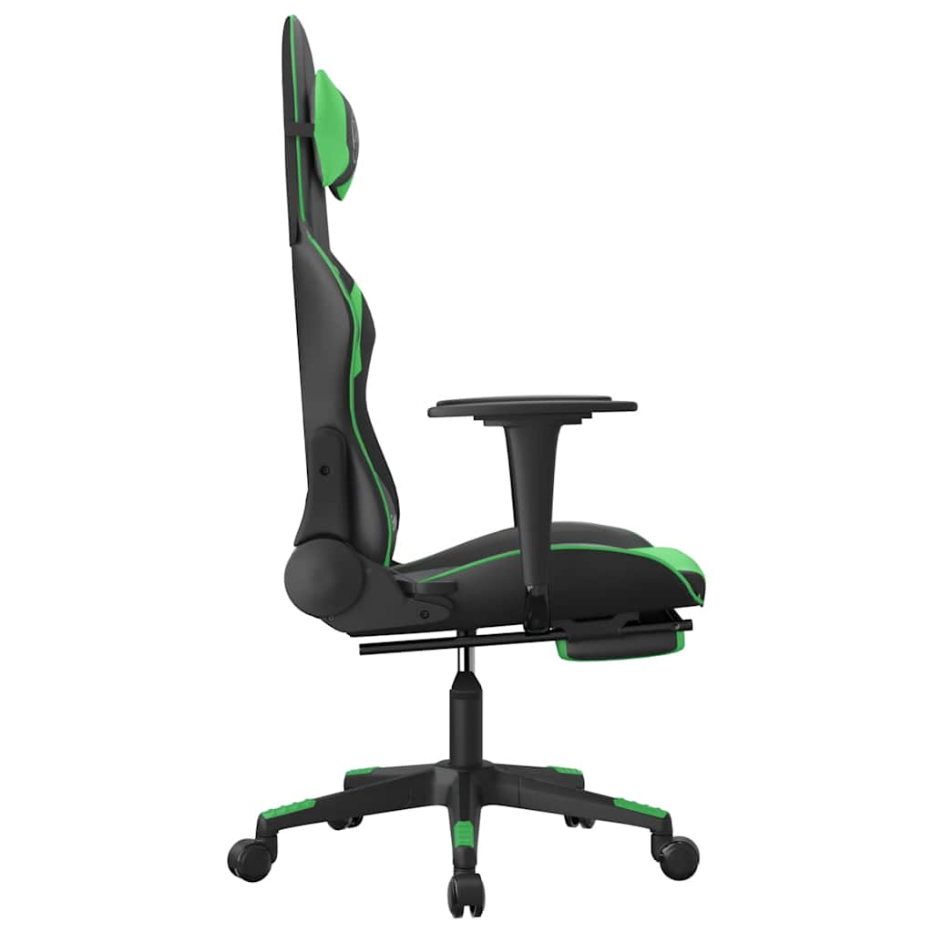 Massage gamestoel met voetensteun kunstleer zwart en groen is nu te koop bij PeponiXL, paradijselijk wonen!
