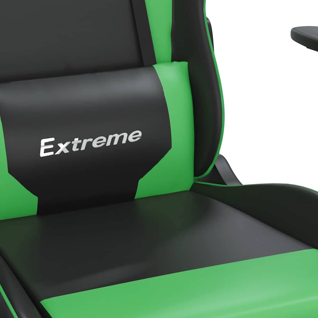 Massage gamestoel met voetensteun kunstleer zwart en groen is nu te koop bij PeponiXL, paradijselijk wonen!