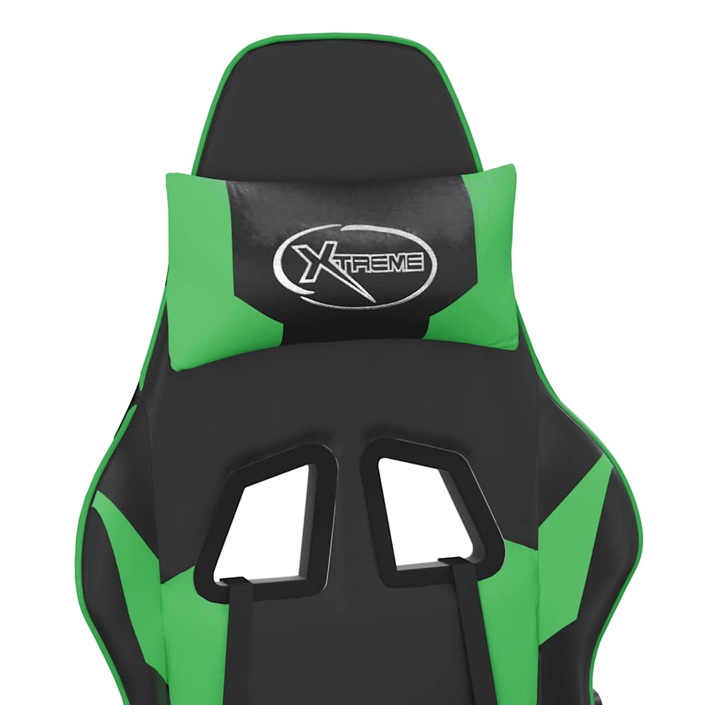 Massage gamestoel met voetensteun kunstleer zwart en groen is nu te koop bij PeponiXL, paradijselijk wonen!