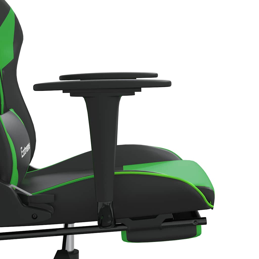 Massage gamestoel met voetensteun kunstleer zwart en groen is nu te koop bij PeponiXL, paradijselijk wonen!