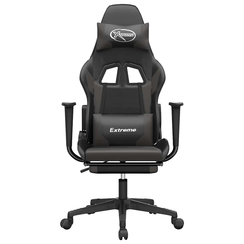 Massage gamestoel met voetensteun kunstleer zwart en grijs is nu te koop bij PeponiXL, paradijselijk wonen!