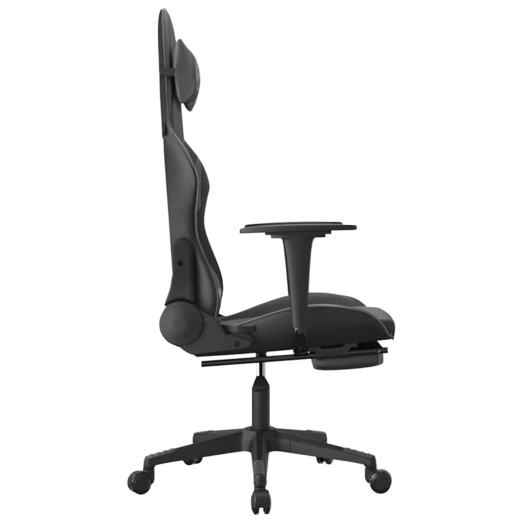 Massage gamestoel met voetensteun kunstleer zwart en grijs is nu te koop bij PeponiXL, paradijselijk wonen!
