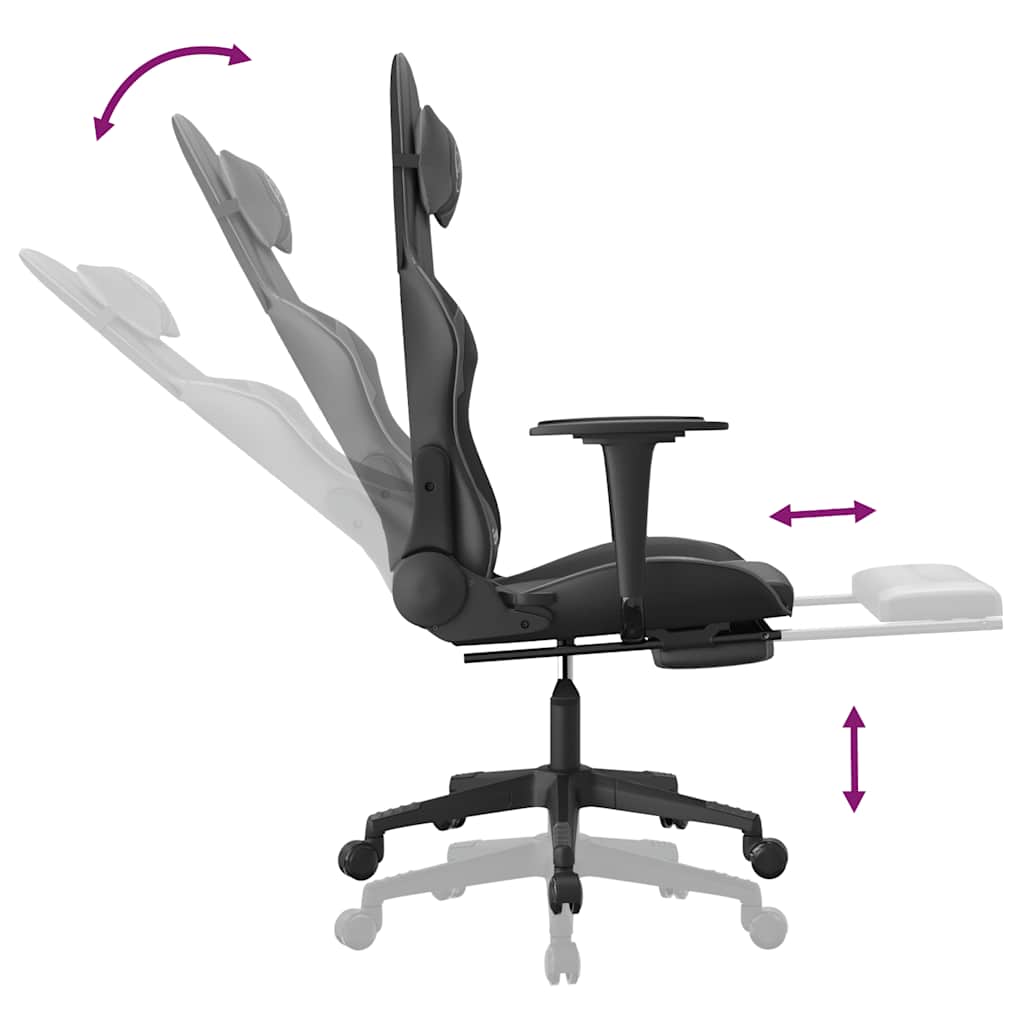 Massage gamestoel met voetensteun kunstleer zwart en grijs is nu te koop bij PeponiXL, paradijselijk wonen!