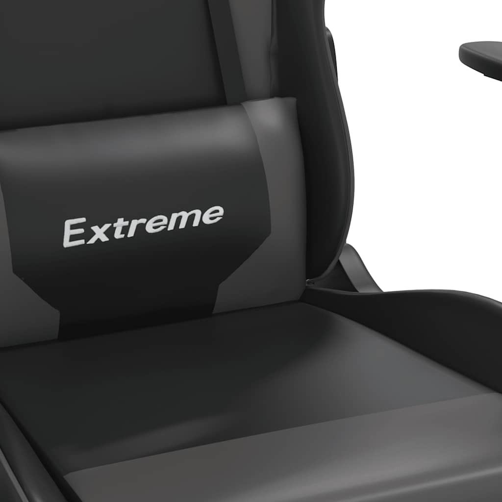 Massage gamestoel met voetensteun kunstleer zwart en grijs is nu te koop bij PeponiXL, paradijselijk wonen!