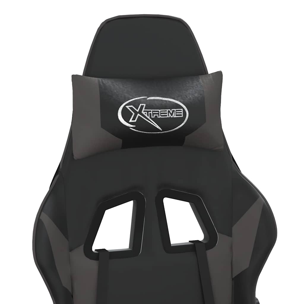 Massage gamestoel met voetensteun kunstleer zwart en grijs is nu te koop bij PeponiXL, paradijselijk wonen!