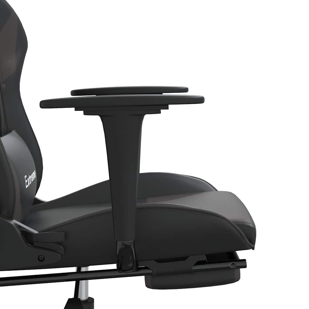 Massage gamestoel met voetensteun kunstleer zwart en grijs is nu te koop bij PeponiXL, paradijselijk wonen!
