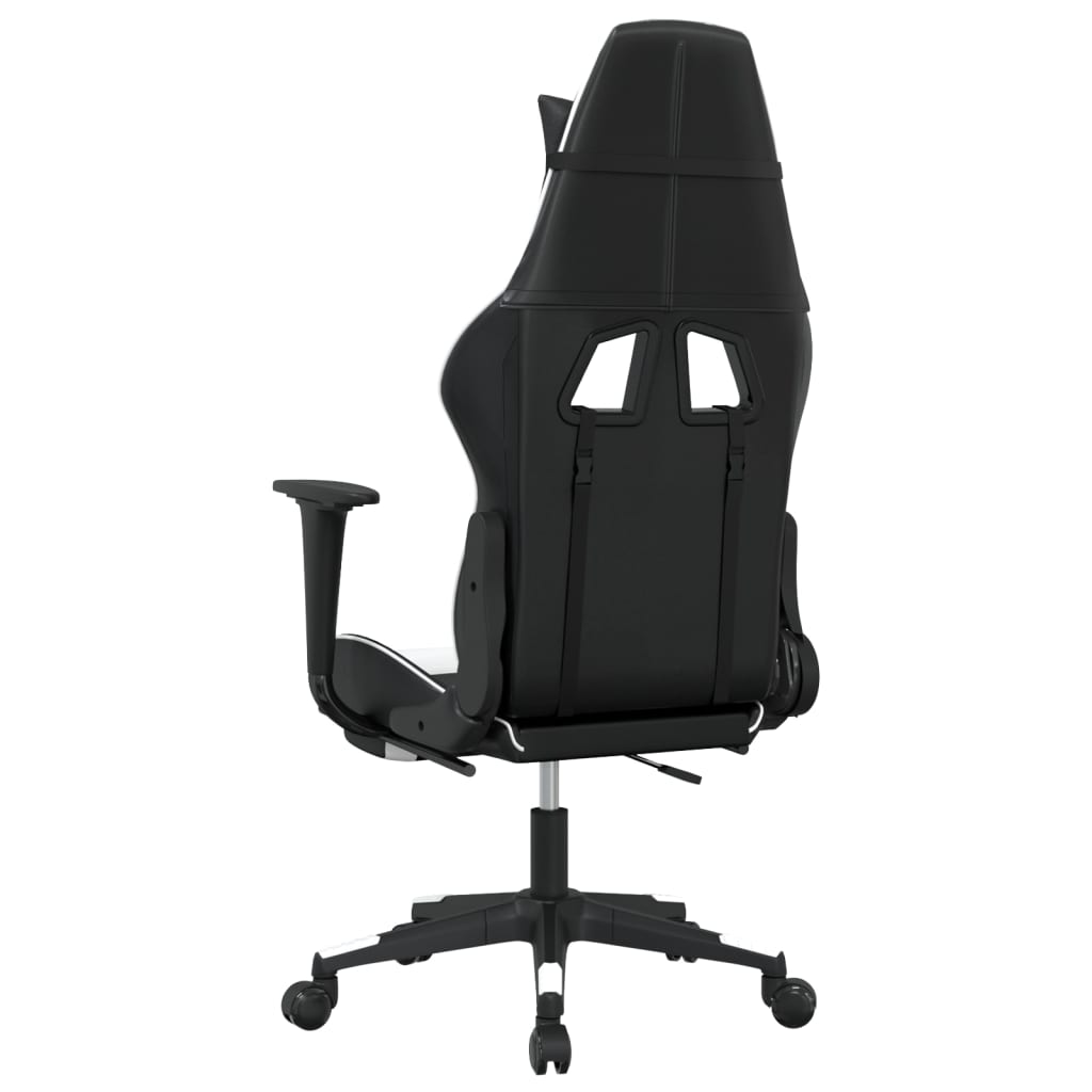 Massage gamestoel met voetensteun kunstleer zwart & wit is nu te koop bij PeponiXL, paradijselijk wonen!