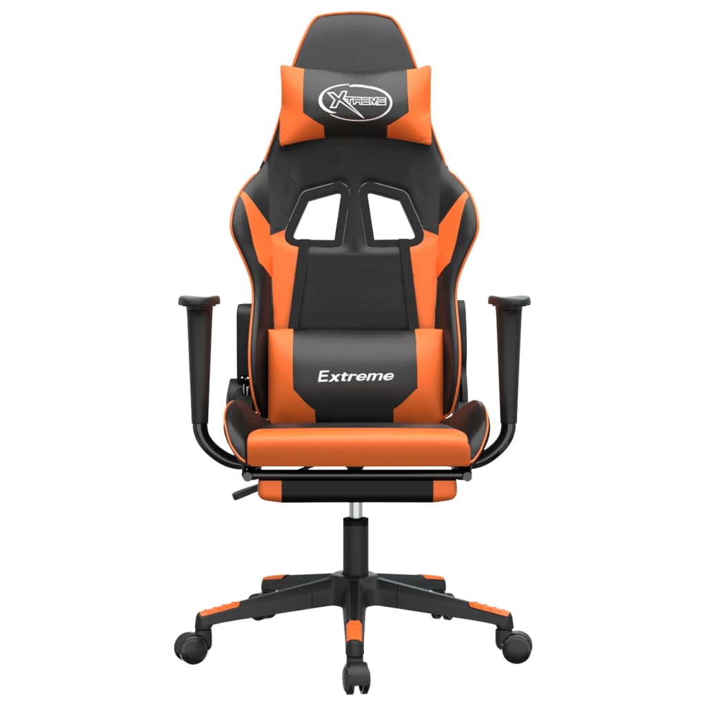 Massage gamestoel met voetensteun kunstleer zwart en oranje is nu te koop bij PeponiXL, paradijselijk wonen!