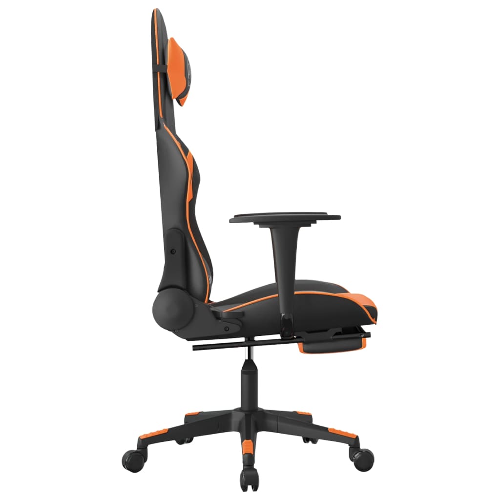 Massage gamestoel met voetensteun kunstleer zwart en oranje is nu te koop bij PeponiXL, paradijselijk wonen!