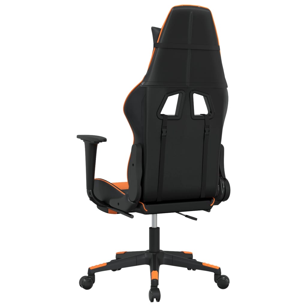 Massage gamestoel met voetensteun kunstleer zwart en oranje is nu te koop bij PeponiXL, paradijselijk wonen!