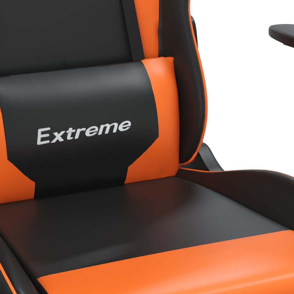 Massage gamestoel met voetensteun kunstleer zwart en oranje is nu te koop bij PeponiXL, paradijselijk wonen!