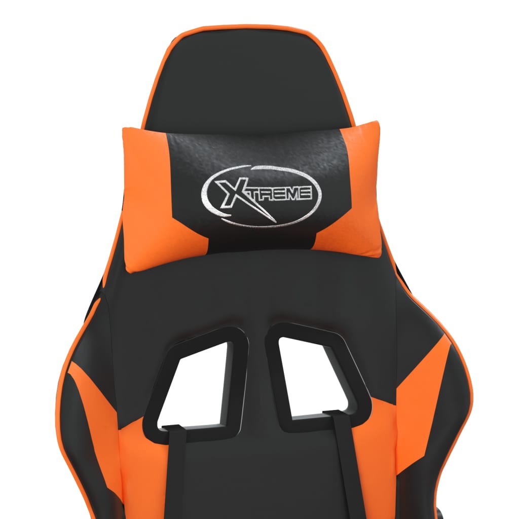 Massage gamestoel met voetensteun kunstleer zwart en oranje is nu te koop bij PeponiXL, paradijselijk wonen!