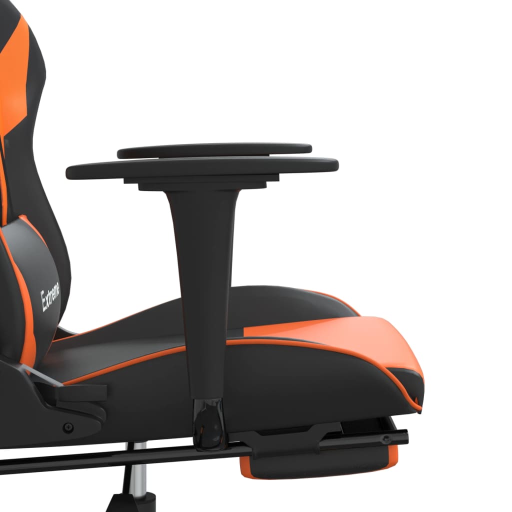 Massage gamestoel met voetensteun kunstleer zwart en oranje is nu te koop bij PeponiXL, paradijselijk wonen!