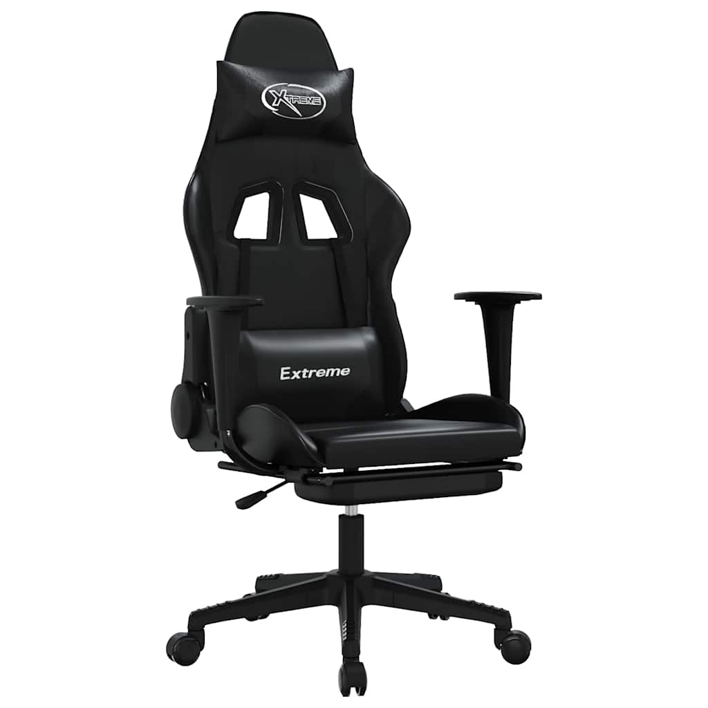 Massage gamestoel met voetensteun kunstleer zwart is nu te koop bij PeponiXL, paradijselijk wonen!