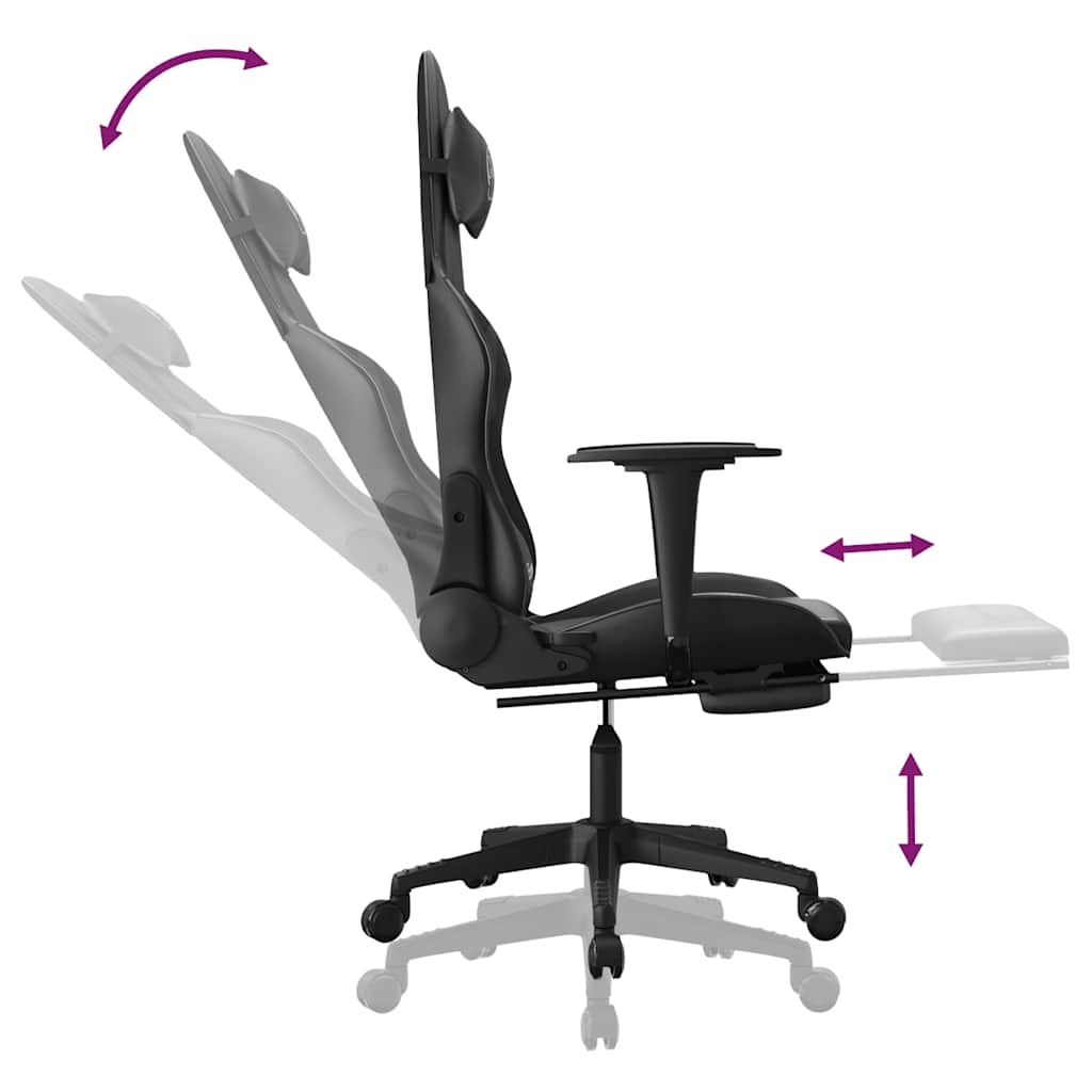 Massage gamestoel met voetensteun kunstleer zwart is nu te koop bij PeponiXL, paradijselijk wonen!