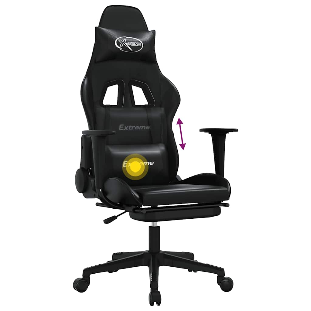 Massage gamestoel met voetensteun kunstleer zwart is nu te koop bij PeponiXL, paradijselijk wonen!