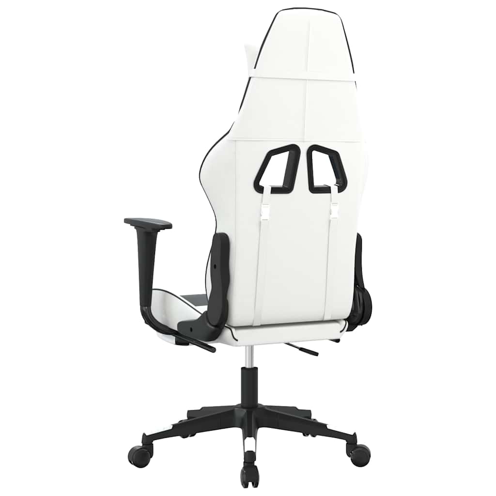 Massage gamestoel met voetensteun kunstleer wit en zwart is nu te koop bij PeponiXL, paradijselijk wonen!