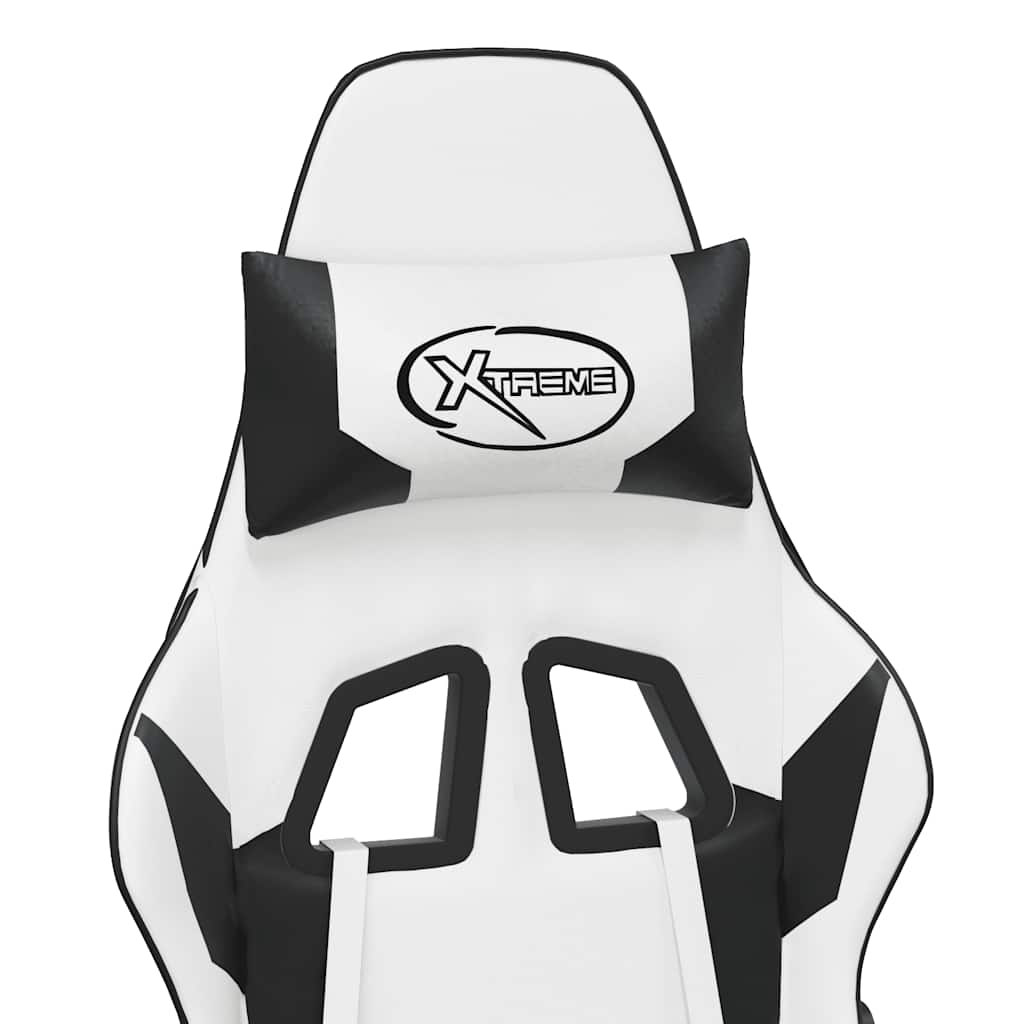 Massage gamestoel met voetensteun kunstleer wit en zwart is nu te koop bij PeponiXL, paradijselijk wonen!