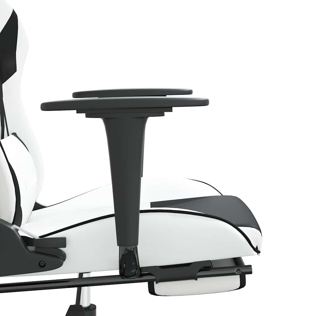 Massage gamestoel met voetensteun kunstleer wit en zwart is nu te koop bij PeponiXL, paradijselijk wonen!
