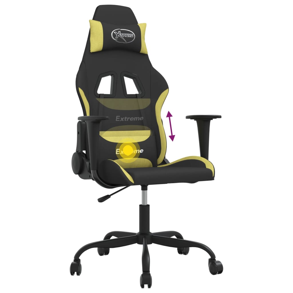 Massage gamestoel stof zwart en lichtgroen is nu te koop bij PeponiXL, paradijselijk wonen!