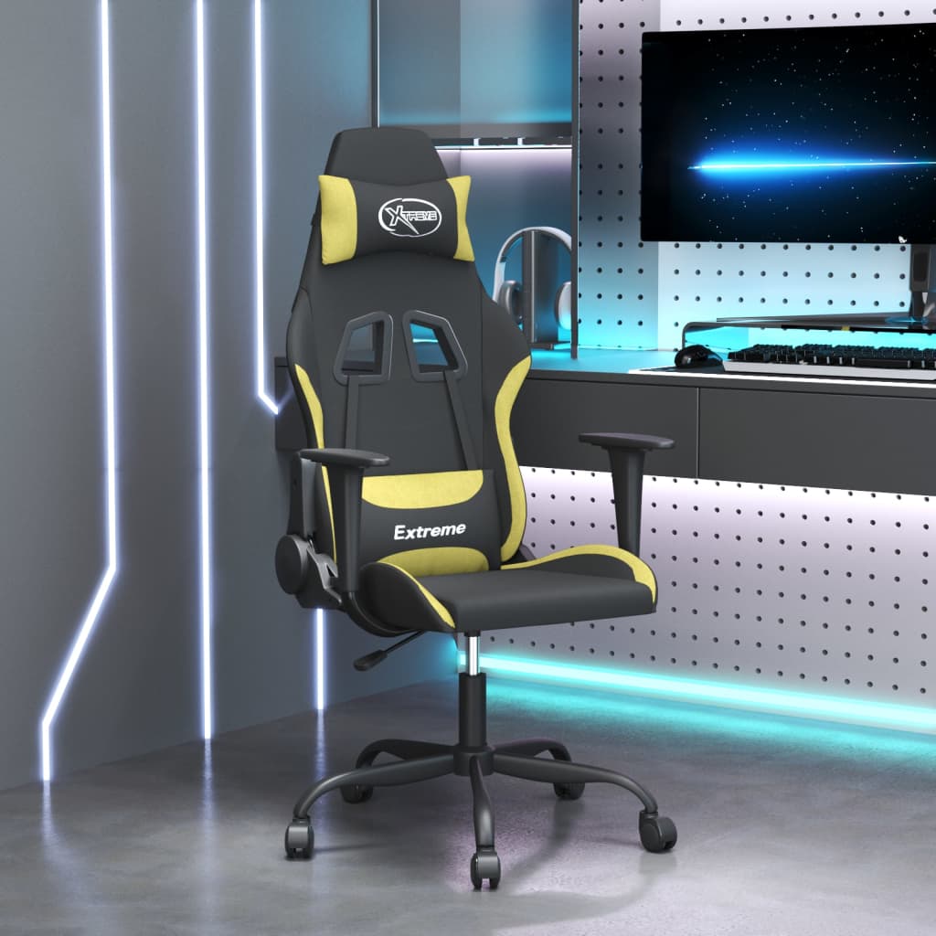 Massage gamestoel stof zwart en lichtgroen is nu te koop bij PeponiXL, paradijselijk wonen!
