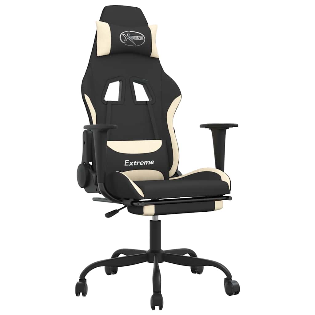 Gamestoel met voetensteun en massagefunctie stof zwart en rood is nu te koop bij PeponiXL, paradijselijk wonen!