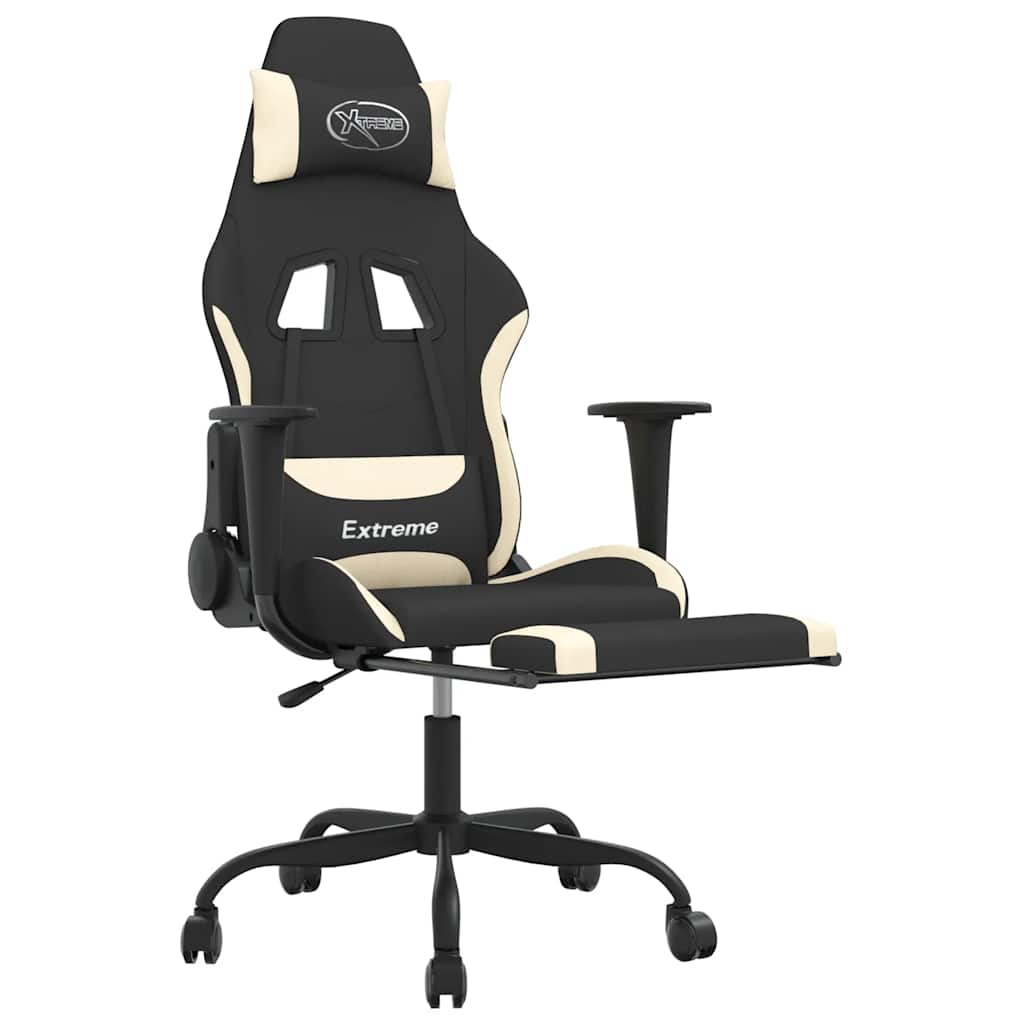 Gamestoel met voetensteun en massagefunctie stof zwart en rood is nu te koop bij PeponiXL, paradijselijk wonen!