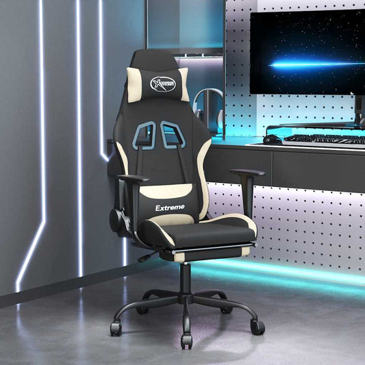 Gamestoel met voetensteun en massagefunctie stof zwart en rood is nu te koop bij PeponiXL, paradijselijk wonen!