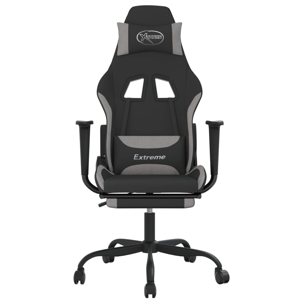 Massage gamestoel met voetensteun stof zwart en lichtgrijs is nu te koop bij PeponiXL, paradijselijk wonen!