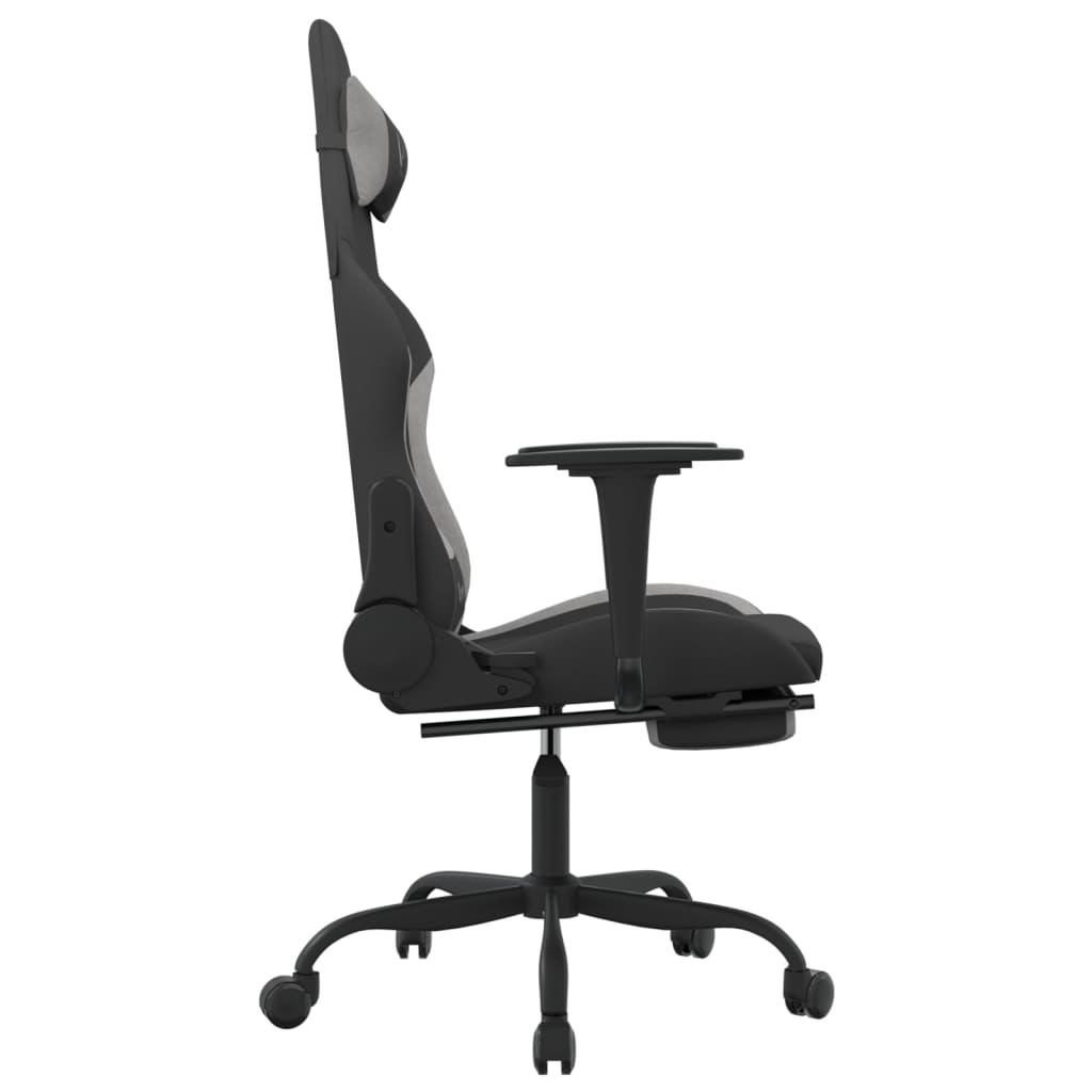 Massage gamestoel met voetensteun stof zwart en lichtgrijs is nu te koop bij PeponiXL, paradijselijk wonen!