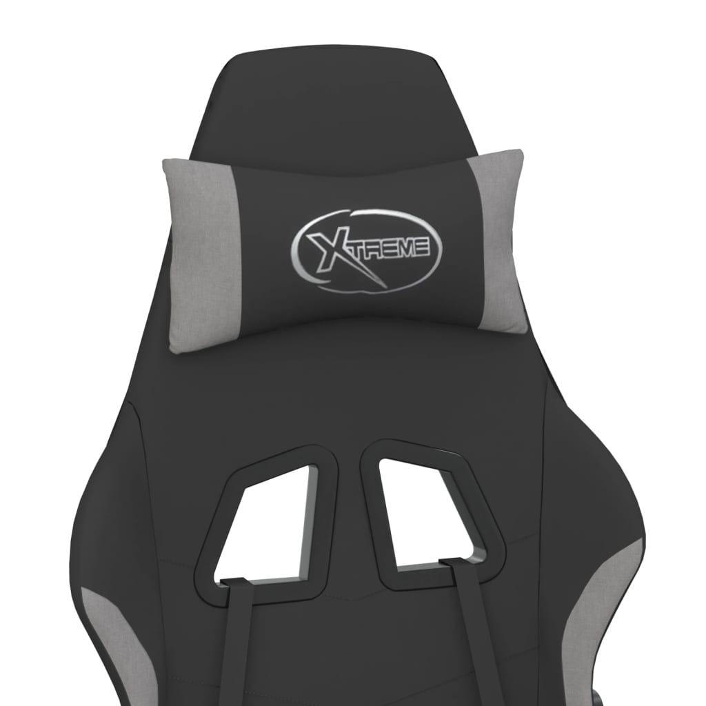 Massage gamestoel met voetensteun stof zwart en lichtgrijs is nu te koop bij PeponiXL, paradijselijk wonen!