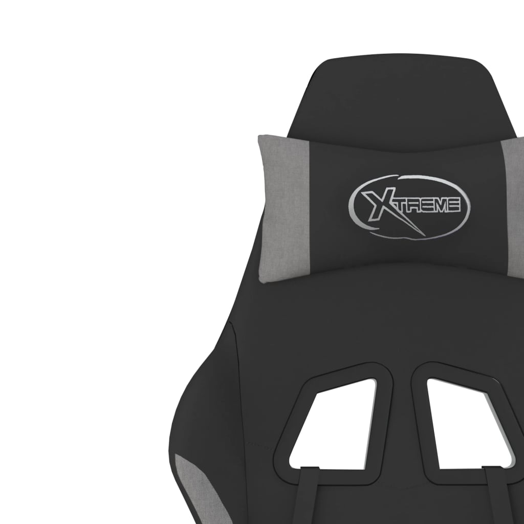 Massage gamestoel met voetensteun stof zwart en lichtgrijs is nu te koop bij PeponiXL, paradijselijk wonen!