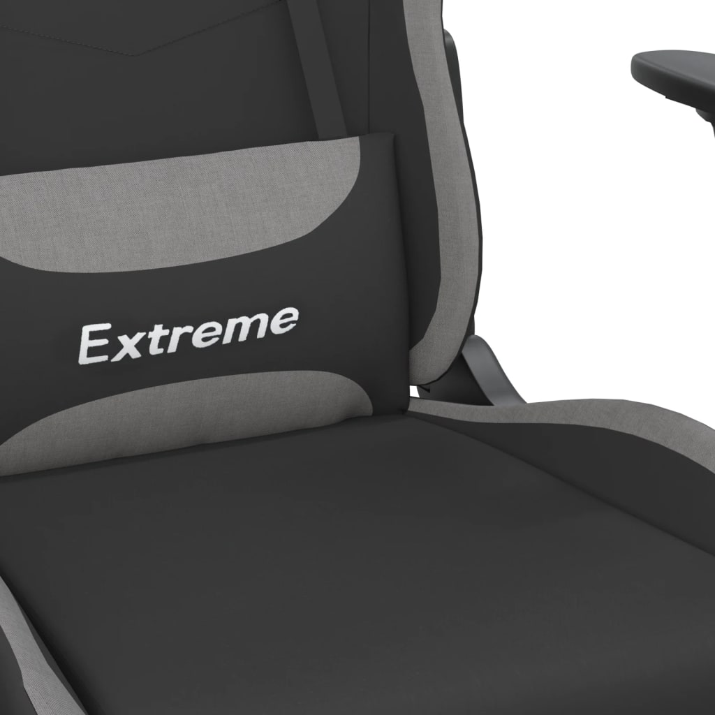 Massage gamestoel met voetensteun stof zwart en lichtgrijs is nu te koop bij PeponiXL, paradijselijk wonen!