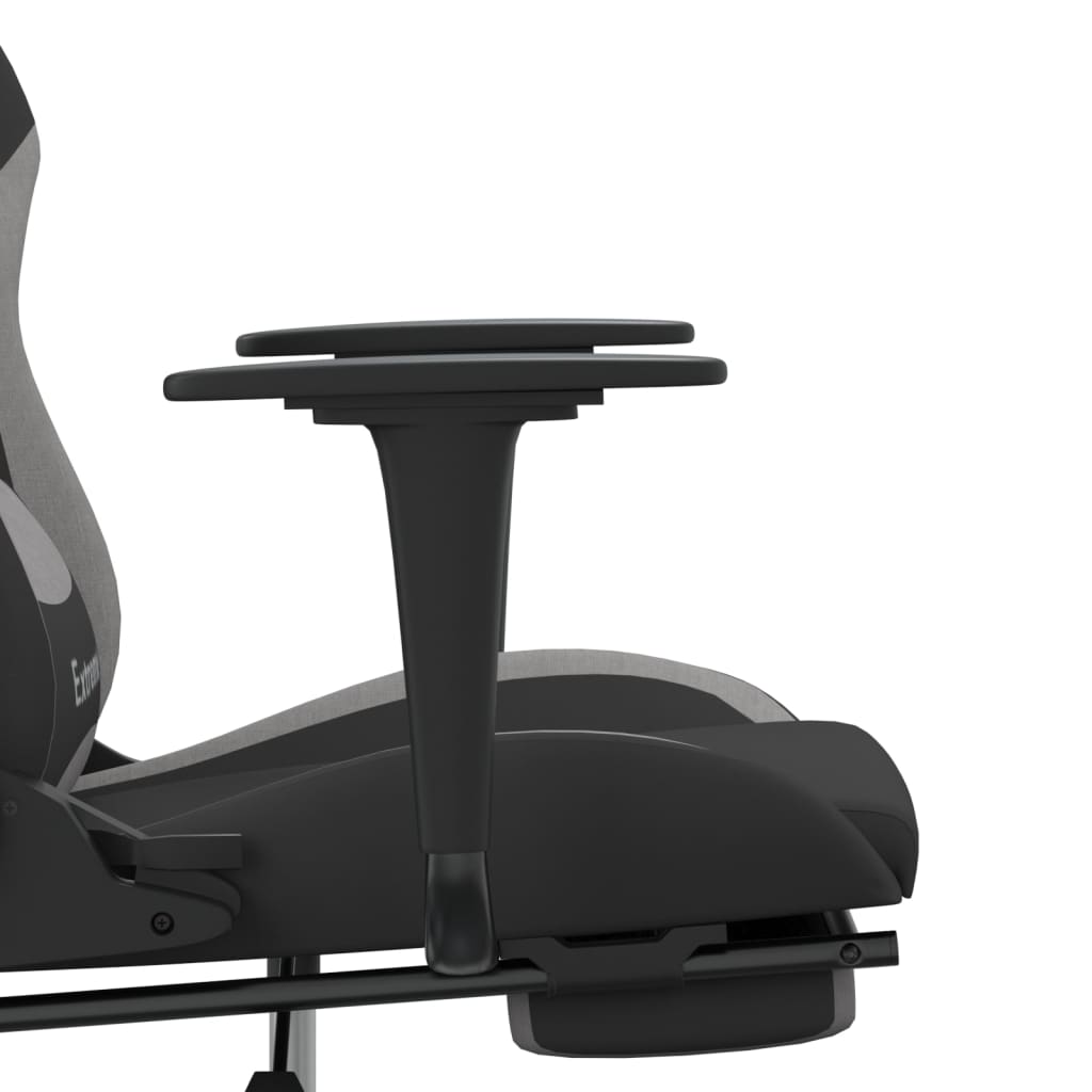 Massage gamestoel met voetensteun stof zwart en lichtgrijs is nu te koop bij PeponiXL, paradijselijk wonen!