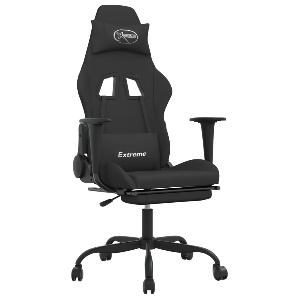 Massage gamestoel met voetensteun stof zwart is nu te koop bij PeponiXL, paradijselijk wonen!