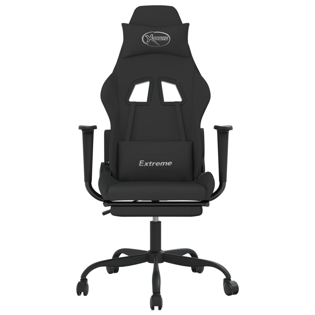 Massage gamestoel met voetensteun stof zwart is nu te koop bij PeponiXL, paradijselijk wonen!