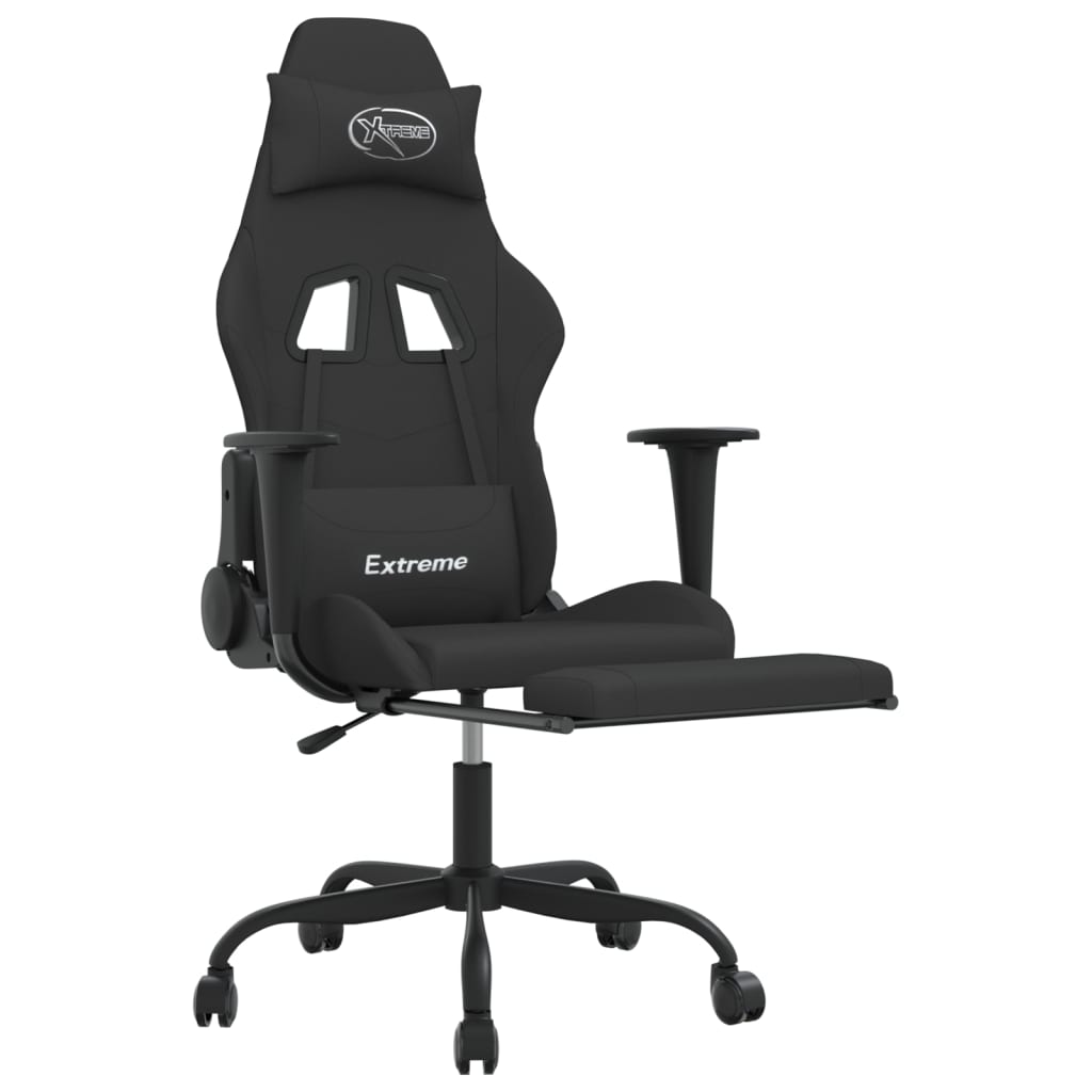 Massage gamestoel met voetensteun stof zwart is nu te koop bij PeponiXL, paradijselijk wonen!