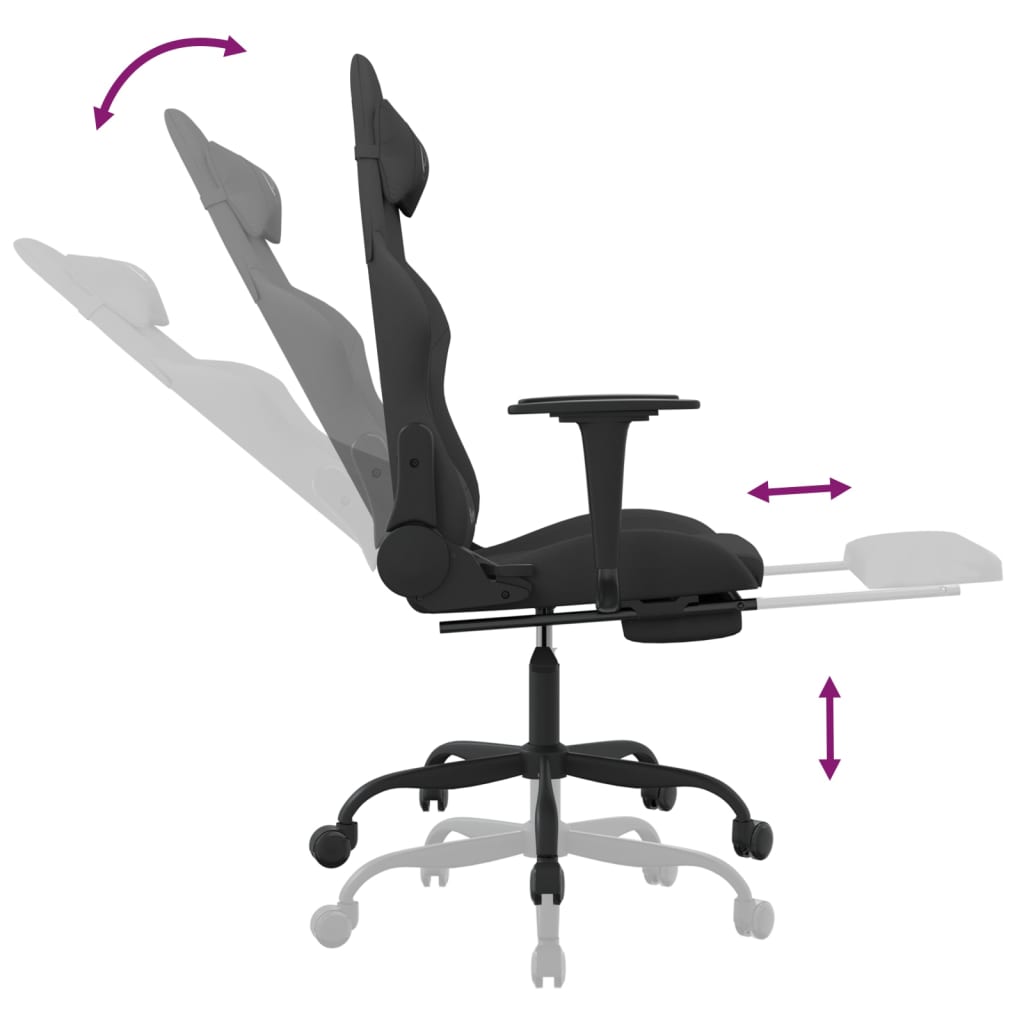 Massage gamestoel met voetensteun stof zwart is nu te koop bij PeponiXL, paradijselijk wonen!
