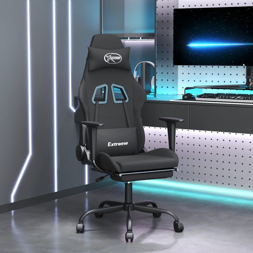 Massage gamestoel met voetensteun stof zwart is nu te koop bij PeponiXL, paradijselijk wonen!